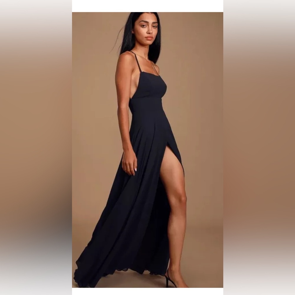 Lulus Dreamy Romance Black Backless Maxi Dress Size Medium